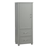 Tall Bathroom Storage Cabinet, Freestanding Storage Cabinet with Two Drawers and Adjustable Shelf, MDF Board , Grey - V.I.P Digital Presence
