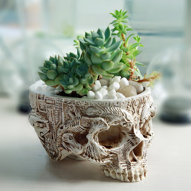 New Resin Plant Grass Skull Flowerpot Creative Indoor Skull Shape Potted Skeleton Craft Ornaments - V.I.P Digital Presence