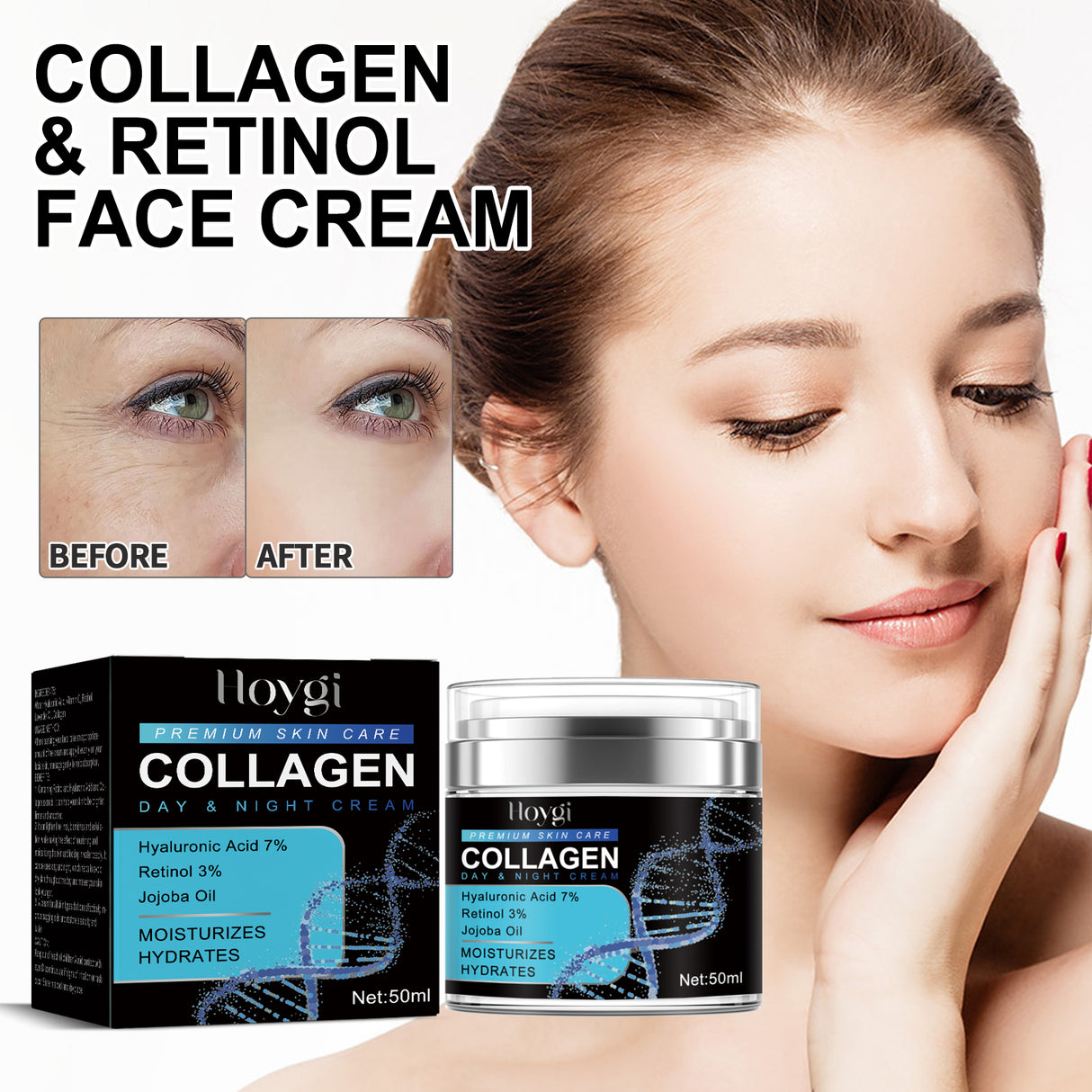 Collagen Day & Night Cream, Firming Anti-Wrinkle Lightening Fine Lines Around The Eyes And Anti-Aging Creme