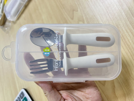 Adjustable color PPSU silicone fork and spoon set, children's stainless steel spoon and fork, baby training supplementary food tableware set of 2 pieces - V.I.P Digital Presence