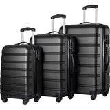Black 3 Piece Luggage Set Hardside Spinner Suitcase with TSA Lock 20" 24' 28" Available
