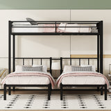 Twin over Twin & Twin Bunk Beds for 3, Twin XL over Twin & Twin Bunk Bed Metal Triple Bunk Bed, Black - V.I.P Digital Presence