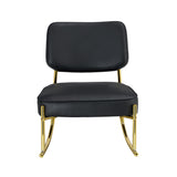 PU material cushioned rocking chair unique rocking chair cushioned seat black backrest rocking chair and gold metal legs