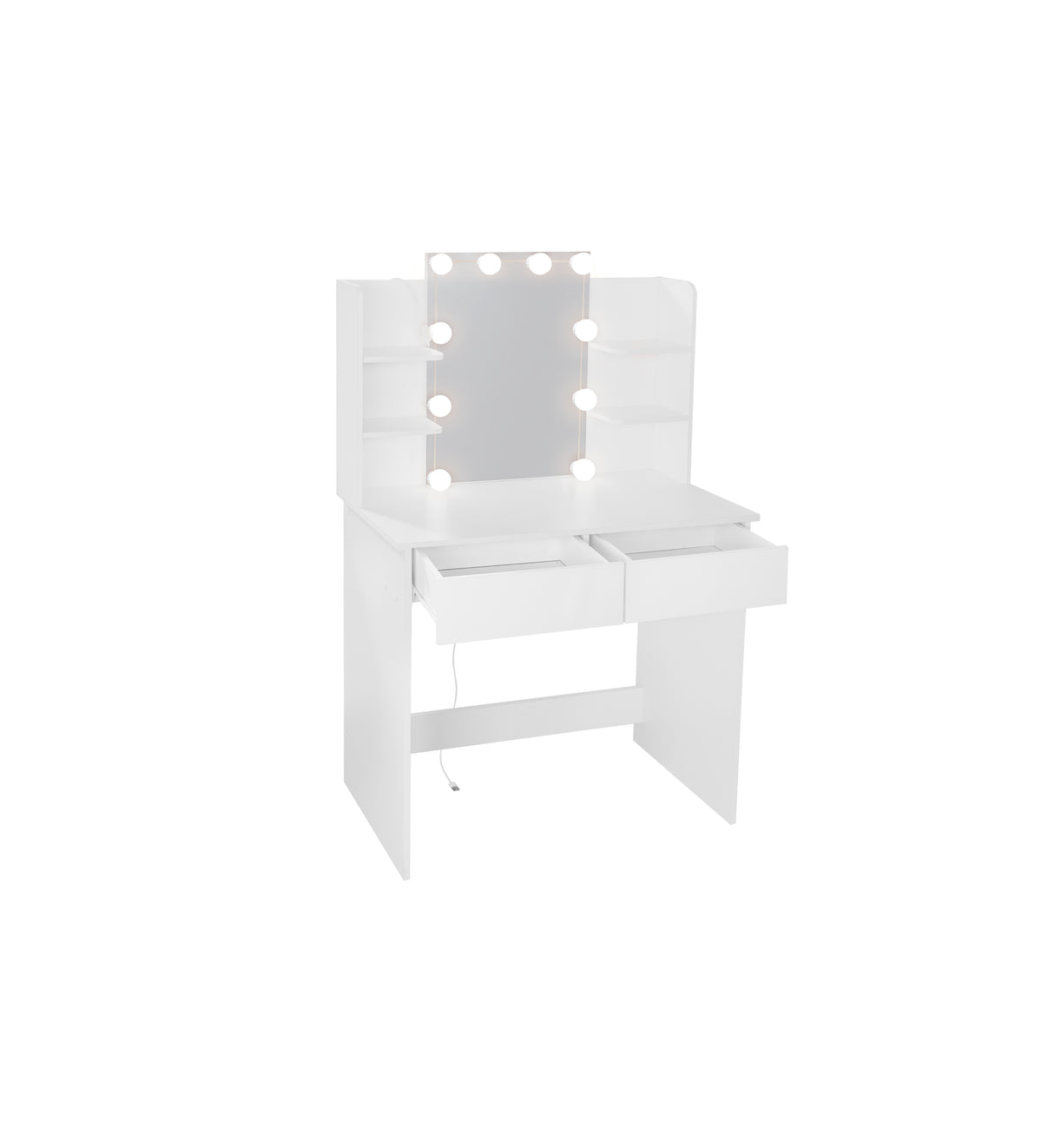 Makeup Vanity Desk With LED Lighted Mirror ,Dressing Table Set With 2 Large Drawers 10 LED Light ,White Color - V.I.P Digital Presence