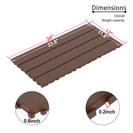 2FT terrace tiles, DIY module interlocking terrace tiles, quick installation of courtyard tiles, 24 pieces in red brown color - V.I.P Digital Presence