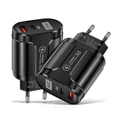 PD20W Mobile Fast Charging Charger 5V4A US, European, and British Standard Speed Matching Device PD+QC3.0 Travel Charging Head - V.I.P Digital Presence