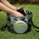 Cubo plegable para exteriores, para acampar, barbacoa portátil, para lavar platos, cubo telescópico para pesca 