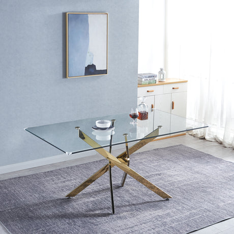 Rectangular Tempered Glass Dining Table, Modern Dining Room Interior Design, For 6 People - V.I.P Digital Presence