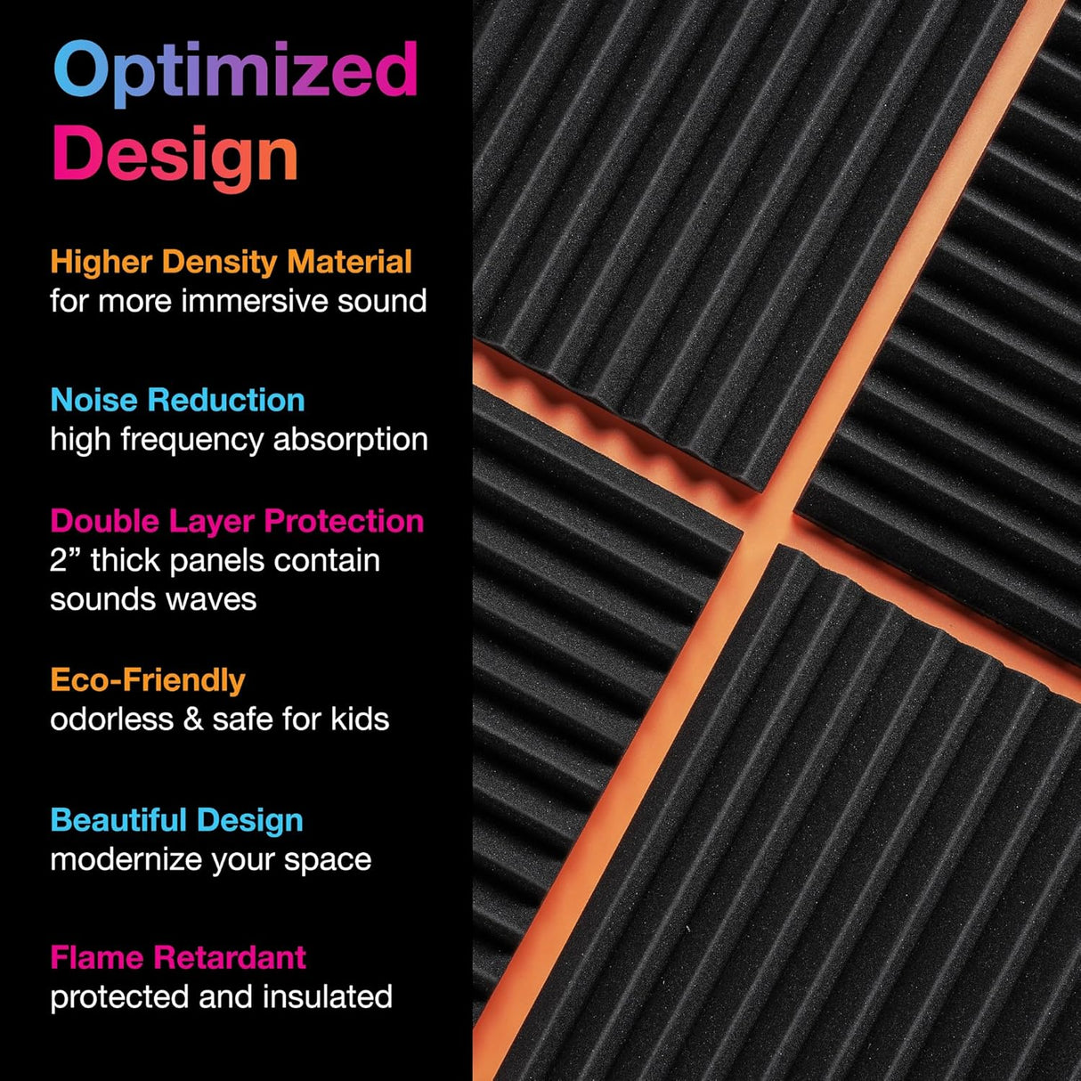 Acoustic Foam Panels 2" X 12" X 12" Self-Adhesive Acoustic Studio Wedge Tiles, Sound Panels Wedges Soundproof Foam Padding Sound - V.I.P Digital Presence