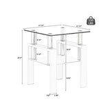 Set of 2, Modern Tempered Glass Tea Table Coffee Table End Table, Square Table for Living Room, Transparent/White - V.I.P Digital Presence