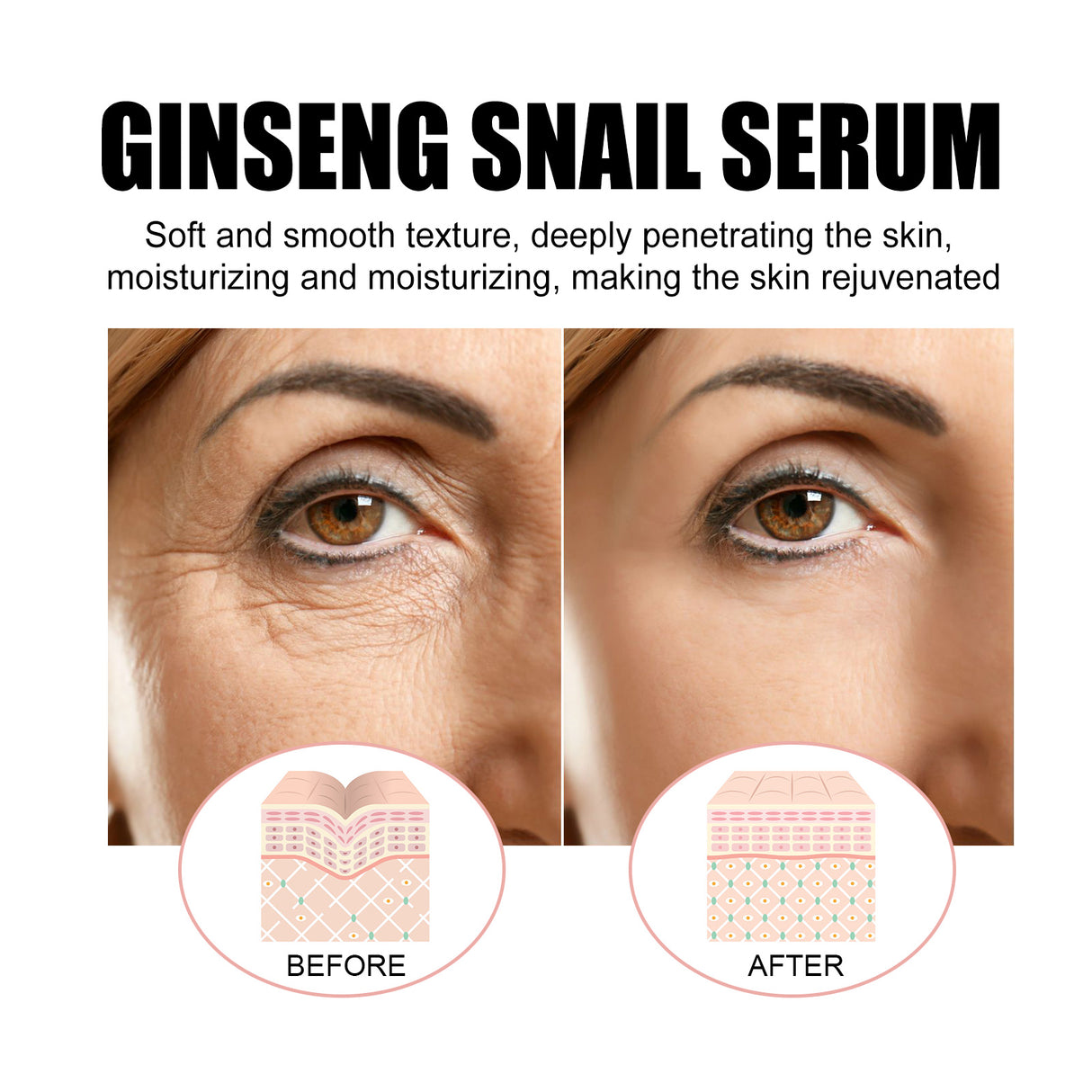 Ginseng Snail Essence, Brightening Skin Moisturizing And Repairing Dull Skin And Anti-wrinkle Essence