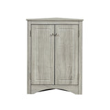 Oak Triangle Bathroom Storage Cabinet with Adjustable Shelves, Freestanding Floor Cabinet for Home Kitchen - V.I.P Digital Presence