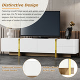 Luxury Fluted TV Stand for TVs Up to 80'', Modern Entertainment Center with Storage Cabinets & Drawer White - V.I.P Digital Presence