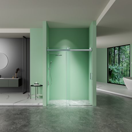68 to 72 inches wide x 76 inches high frameless soft closing shower door 3/8 inches (10mm) thick brushed nickel solid glass 22D0 - V.I.P Digital Presence