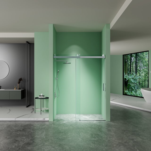68 to 72 inches wide x 76 inches high frameless soft closing shower door 3/8 inches (10mm) thick brushed nickel solid glass 22D0 - V.I.P Digital Presence