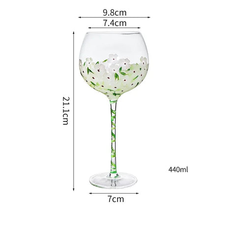 1 Piece Hand Painted Glass Goblet Cup Creative Red Wine Glasses Cup Flower Painted Stemware for Wedding Party Events - V.I.P Digital Presence