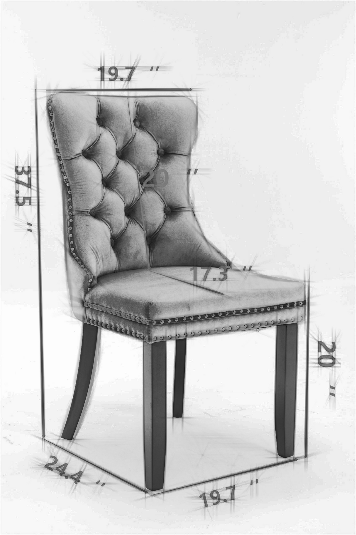 Nikki Collection Modern High-end Tufted Solid Wood Contemporary Velvet Upholstered Dining Chair 2-Pcs SetBeige