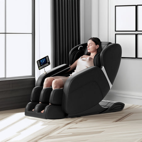 Full body deep tissue massage chair, foot massage, 8 fixed massage rollers, touch screen suitable for 5.1-5.75 feet high (black) - V.I.P Digital Presence
