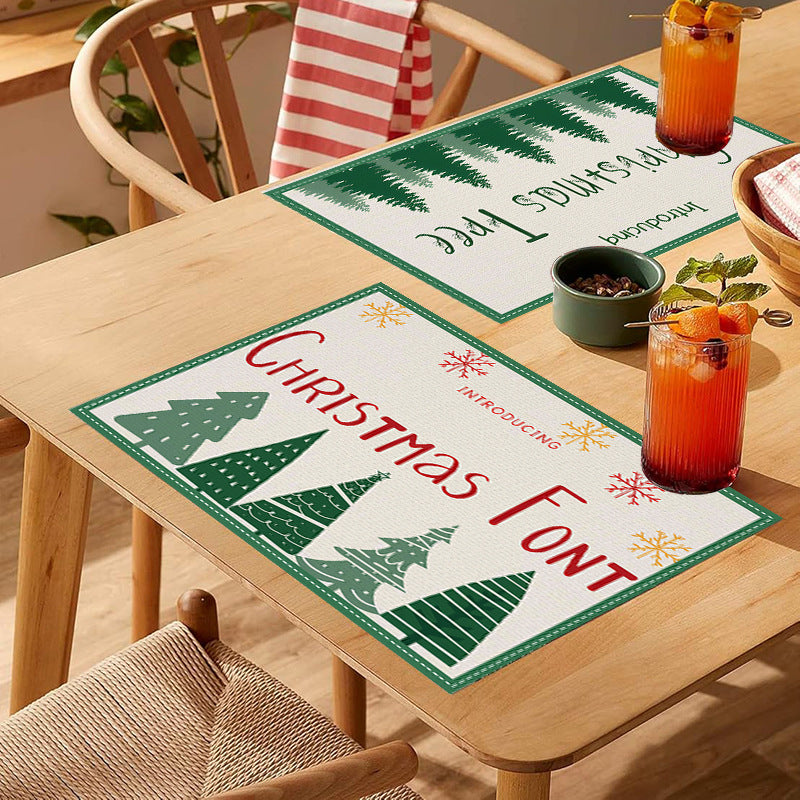 stmas linen placemats holiday party decorations insulation mats linen Christmas tree printed coasters - V.I.P Digital Presence
