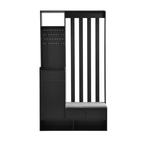 39.3'W70.8'H multifunctional corridor shoe cabinet with soft padded nail board and black hanger with entrance hook - V.I.P Digital Presence