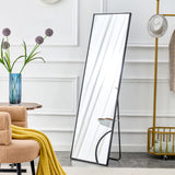 Aluminum alloy metal frame wall mounted full-length mirror black 65 * 23“ - V.I.P Digital Presence