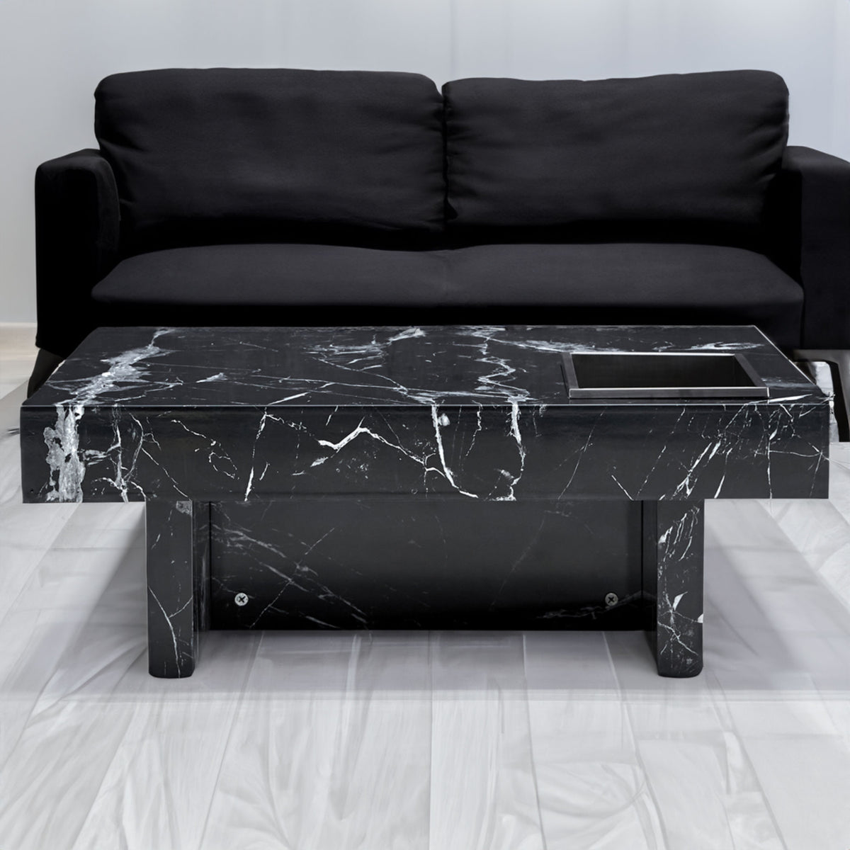 A modern and practical coffee table made of MDF material with black patterns - V.I.P Digital Presence