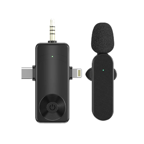 3 In 1 Wireless Lavalier Microphone Plug And Play Intelligent Noise Reduction Mini Mic For iPhone Android Live Broadcast - V.I.P Digital Presence