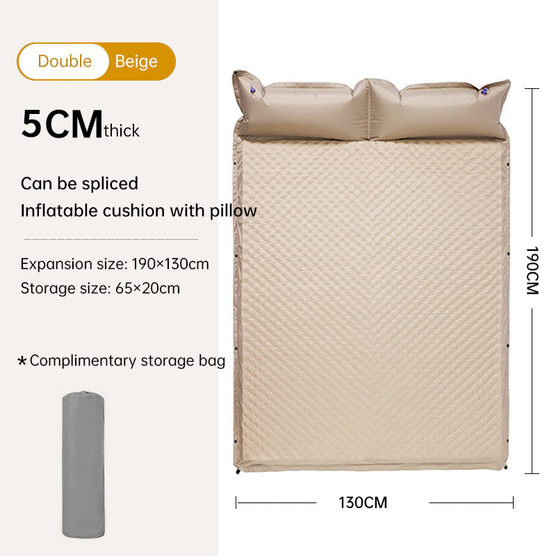 Colchón de aire autoinflable con diseño de camuflaje, ideal para camping y almohada. 