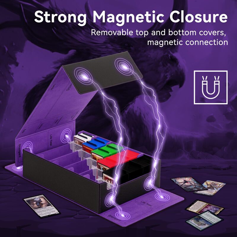 3800+ Capacity Card Storage Box. Includes 20 Dividers, 5 Supporters, Leather Magnetic Closure. Great for YuGiOh & MTG Cards. - V.I.P Digital Presence