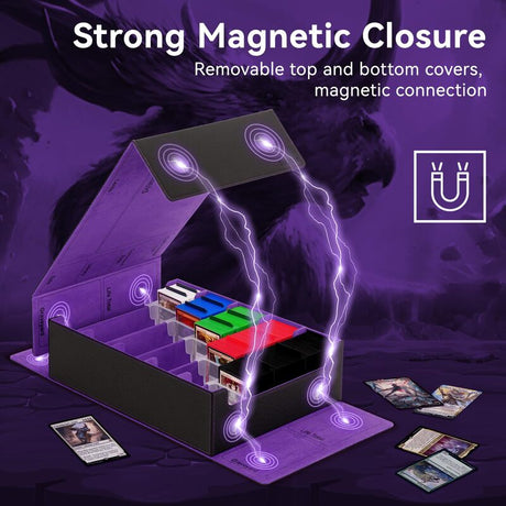 3800+ Capacity Card Storage Box. Includes 20 Dividers, 5 Supporters, Leather Magnetic Closure. Great for YuGiOh & MTG Cards. - V.I.P Digital Presence
