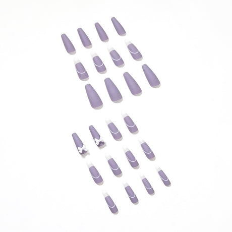 Rattan Purple French Bow Wear Manicure Finished Fake Nail Manicure Patch Nail Patch Removable Nail - V.I.P Digital Presence