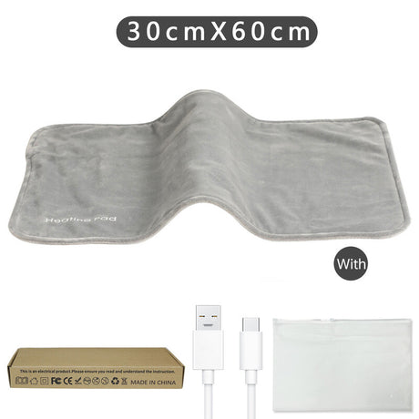 **5V USB grey heating pad (19.6x11.8") with 59" cable for cramps & back pain, works as mini heated blanket.** - V.I.P Digital Presence