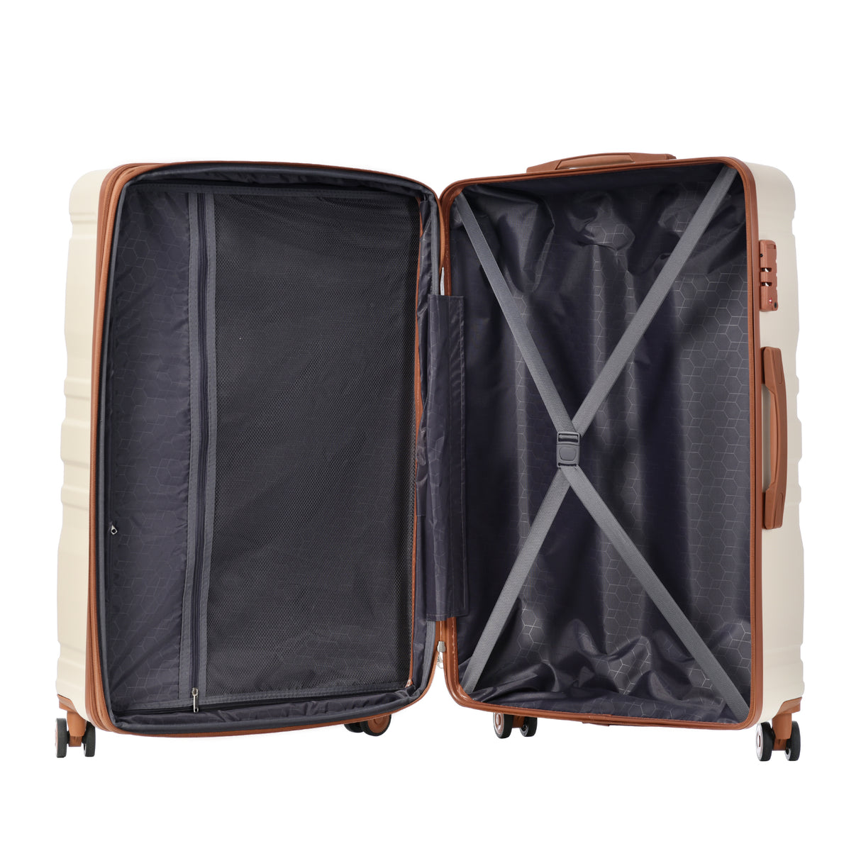 Luggage Sets New Model Expandable ABS Hardshell 3pcs Clearance Luggage (Beige and Brown)