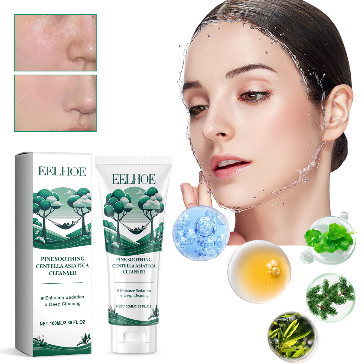 Pine Soothing Centella Asiatica Cleanser, Deep Clear Pores Soft Moisturizing Skin Moisturizing Non-Tight Cleanser - V.I.P Digital Presence