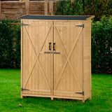 Outdoor 5.3ft Hx4.6ft L Wood Storage Shed Tool Organizer,Garden Shed, Storage Cabinet with Waterproof Asphalt Roof Natural - V.I.P Digital Presence