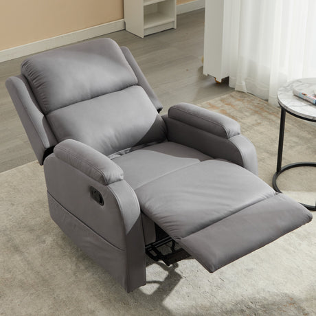 PU leather recliner massage chair with adjustable leg positions at the back, easy to reach side buttons - gray - V.I.P Digital Presence