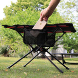 Mesa plegable ultraligera para acampar al aire libre, portátil, para barbacoa, picnic, con agujero para taza y bolsa para teléfono móvil, mesa pequeña