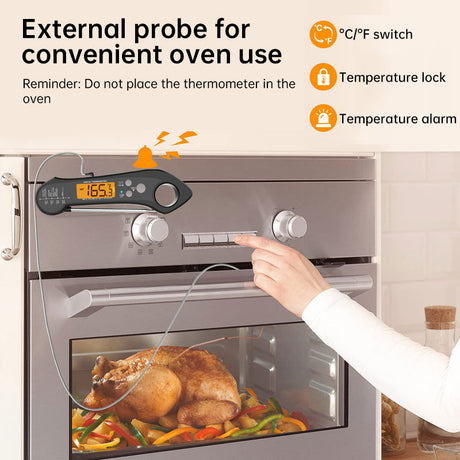 Foldable IP7 digital thermometer with dual probes: for cooking, BBQ, meat, grilling, food kitchen tools. - V.I.P Digital Presence