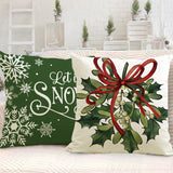 Green Christmas Pillow Cover Linen Printed Pillow Cover Holiday Living Room Bedroom Decoration Cushion Cover - V.I.P Digital Presence
