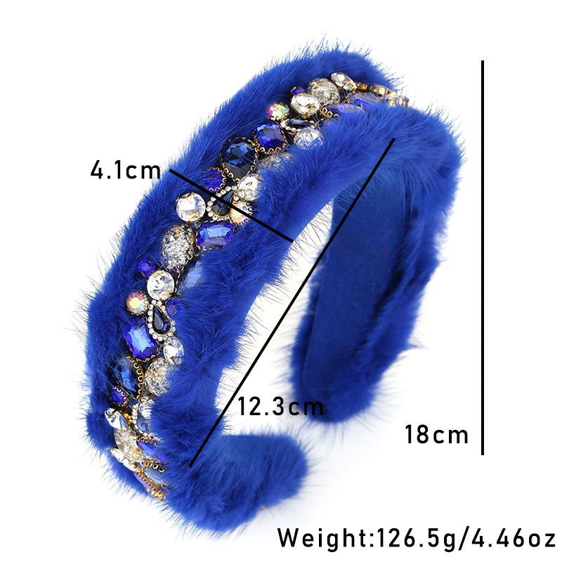 Fashionable women's rabbit hair rhinestone hair hoop - V.I.P Digital Presence