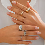 Fashion irregular alloy ring 3-piece set with smooth geometric opening ring set - V.I.P Digital Presence