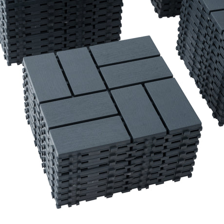 Plastic interlocking deck tiles, 44 terrace deck tiles, 12 "x12" square waterproof terrace floor tiles, gray - V.I.P Digital Presence