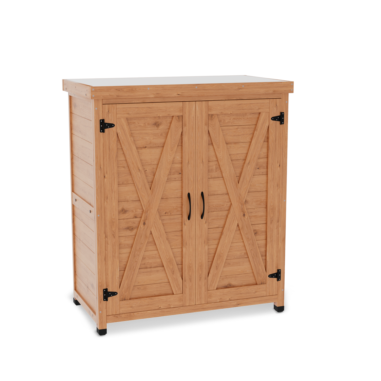 Potting Bench with Storage Cabinet and Metal Table Top for Outdoor Patio,Outdoor Work Station Table - V.I.P Digital Presence