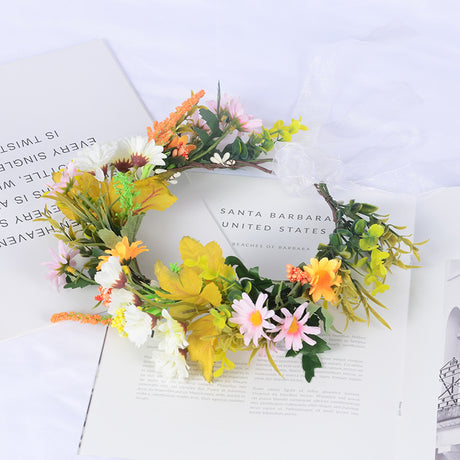 Flower garland scenic spot birthday wedding best friend bridesmaid headband small chrysanthemum flower wreath headwear - V.I.P Digital Presence