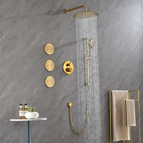 Shower System with Shower Head  Hand Shower Slide Bar Bodysprays, Shower Arm  Hose Valve Trim  and Lever Handles - V.I.P Digital Presence