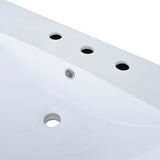 36" Single Bathroom Basin Sink, Left Offset Sink Vanity Top Only, 3-Faucet Holes, Resin - V.I.P Digital Presence