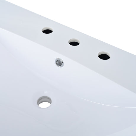 36" Single Bathroom Basin Sink, Left Offset Sink Vanity Top Only, 3-Faucet Holes, Resin - V.I.P Digital Presence