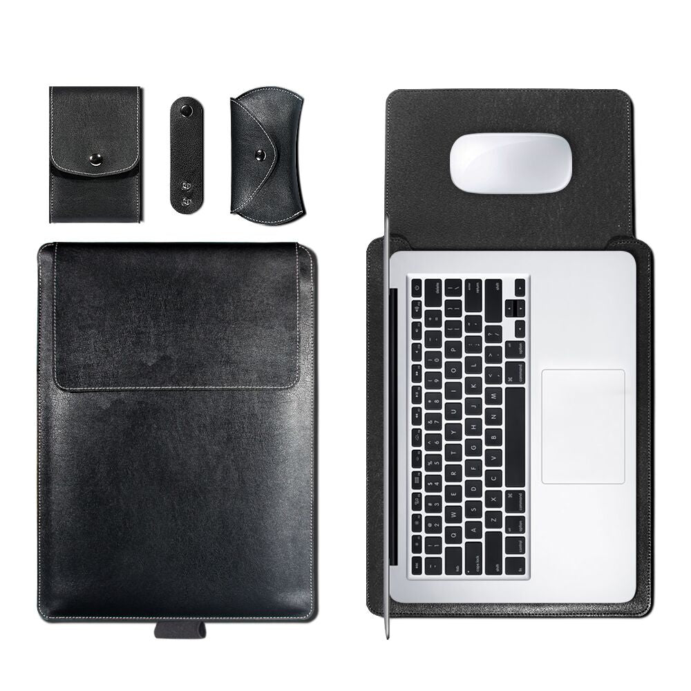 Laptop Bag PU Leather Sleeve Bag Waterproof Case For Macbook Air Pro 13 15 Portable Laptop Notebook Bag With Support Frame - V.I.P Digital Presence