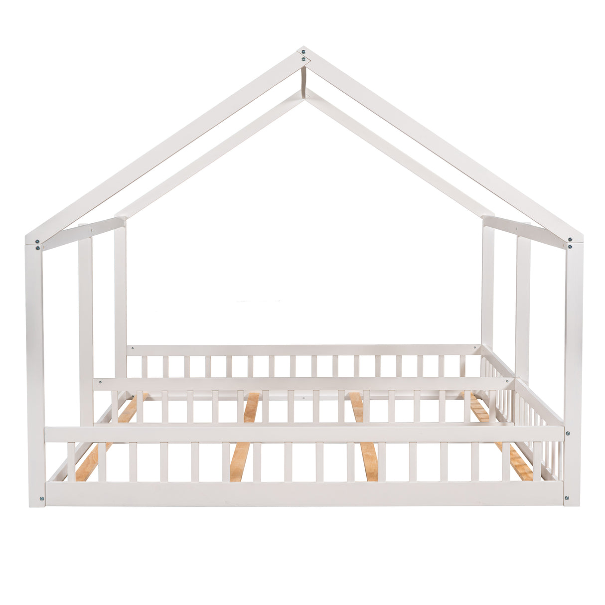 Twin Size House Platform Beds Two Shared Beds  White