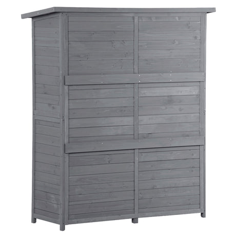 Outdoor 5.3ft Hx4.6ft L Wood Storage Shed Tool Organizer,Garden Shed, Storage Cabinet with Waterproof Asphalt Roof Gray - V.I.P Digital Presence